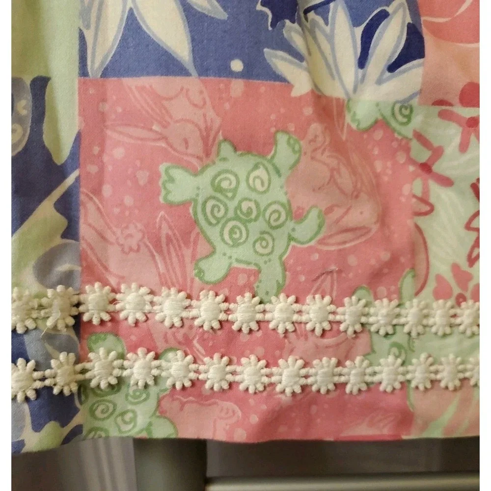Lilly Pulitzer Patchwork Skirt Floral Turtle Frog Print M Colorful Vintage Sz 6‎